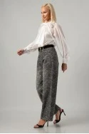 Jean wide leg με κεντητά λουλούδια ανθρακί