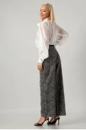 Jean wide leg με κεντητά λουλούδια ανθρακί