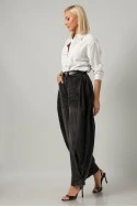 Jean balloon fit με πιέτα στο πλάι μαύρο