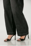 Jean balloon fit με διακοσμητικές τσέπες μαύρο