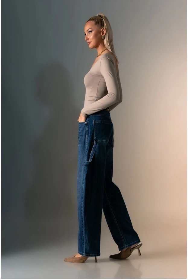 Jean baggy carrot μπλε
