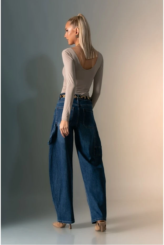 Jean baggy carrot μπλε