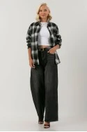 Jean wide leg με ζώνη μαύρο