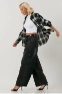 Jean wide leg με ζώνη μαύρο