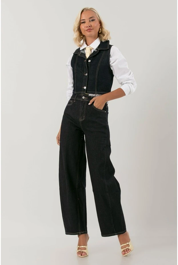 Jean balloon fit μπλε ντένιμ