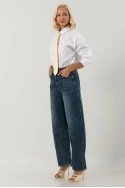 Jean balloon fit με patch base jeans στην πίσω όψη μπλε σκούρο