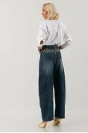 Jean balloon fit με patch base jeans στην πίσω όψη μπλε σκούρο