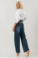 Jean balloon fit με patch base jeans στην πίσω όψη μπλε σκούρο