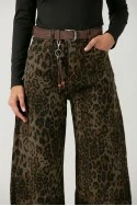 Jean balloon fit λεοπάρ με ζώνη χακί