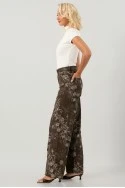 Jean wide leg με κεντητά λουλούδια καφέ