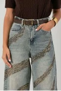 Jean balloon fit με σχέδιο από στράς dirty blue