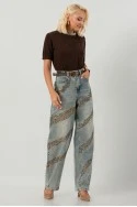 Jean balloon fit με σχέδιο από στράς dirty blue
