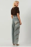 Jean balloon fit με σχέδιο από στράς dirty blue