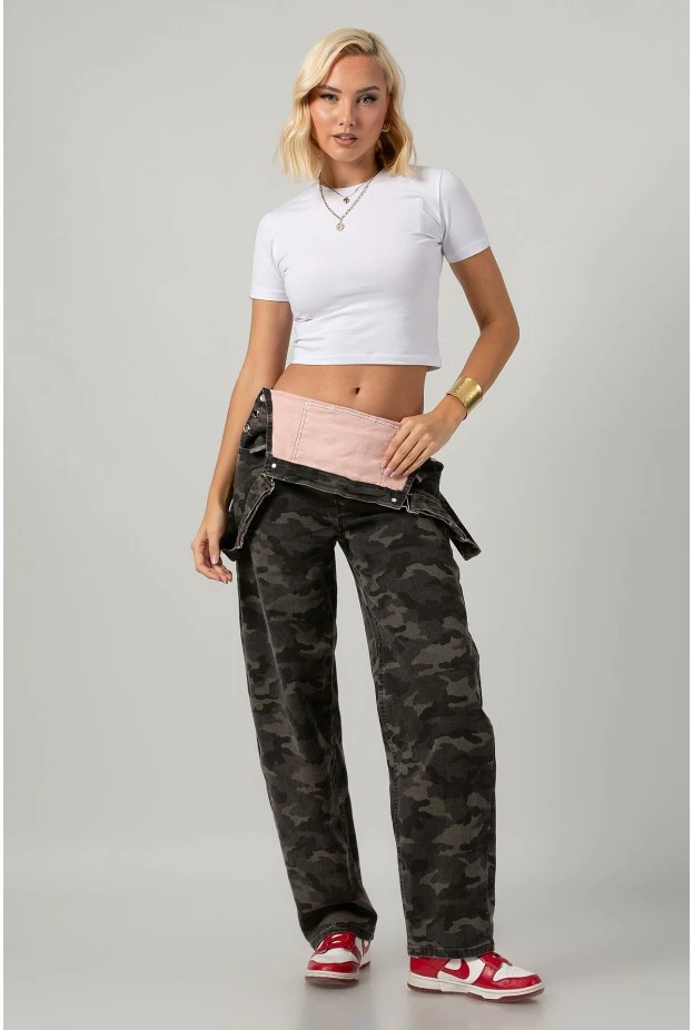 Jean σαλοπέτα militaire χακί