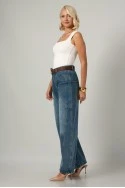 Jean balloon fit με μεγάλες τσέπες στο πλάι μπλε