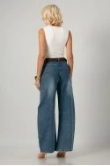 Jean balloon fit με μεγάλες τσέπες στο πλάι μπλε