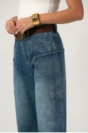 Jean balloon fit με μεγάλες τσέπες στο πλάι μπλε