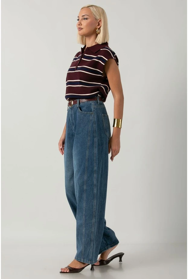 Jean balloon fit με ραφές μπλε