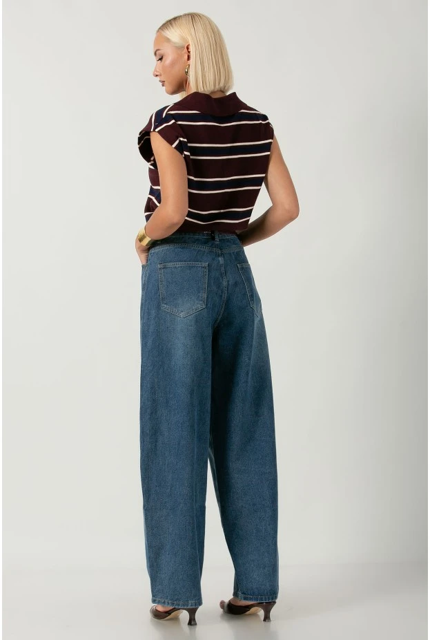 Jean balloon fit με ραφές μπλε