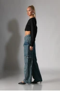 Jean cargo loose fit μπλε 