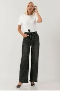 Jean straight leg με στρας και ζωνάκι μαύρο