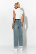 Jean wide leg με λεπτομέρεια δαντέλα μπλε ανοιχτό Jean wide leg με λεπτομέρεια δαντέλα μπλε ανοιχτό