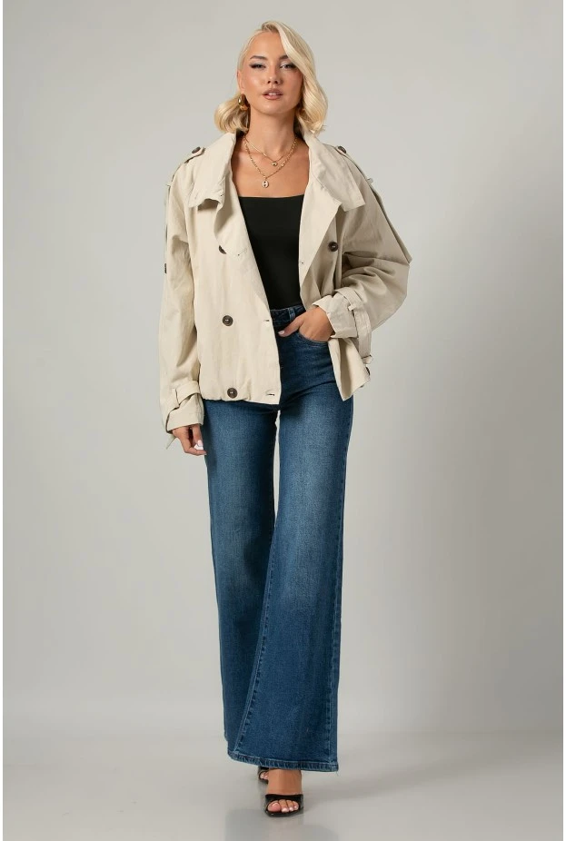 Jean wide leg push up μπλε σκούρο