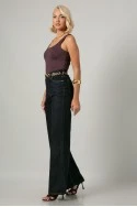 Jean wide leg push up μπλε ντένιμ