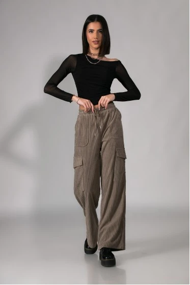 Cargo παντελόνι κοτλέ μαύρο