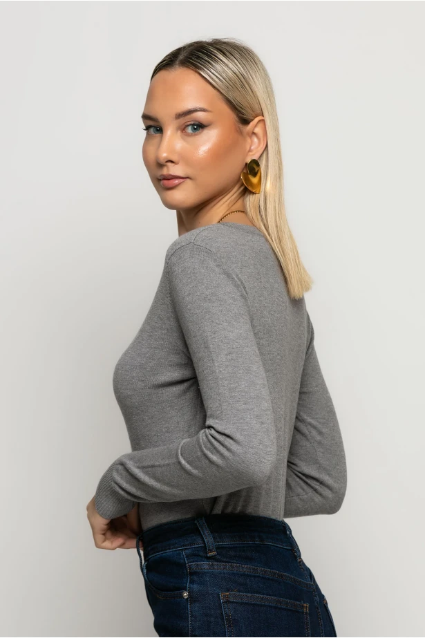 Πλεκτό V basic γκρι