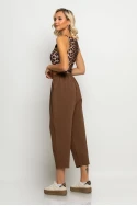 Baggy παντελόνι με κουφόπιετα και λάστιχο στην μέση καφέ