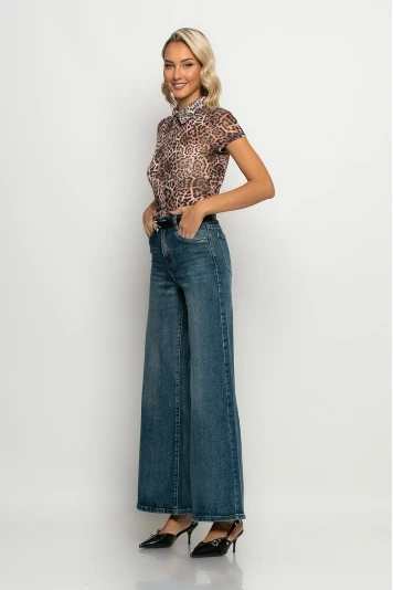 Wide leg jean μπλε σκούρο