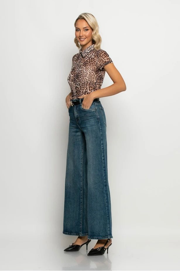 Wide leg jean μπλε σκούρο Wide leg jean μπλε σκούρο