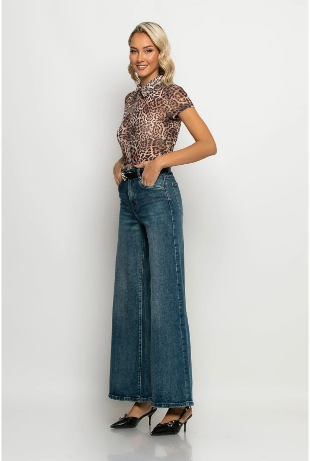 Wide leg jean μπλε σκούρο