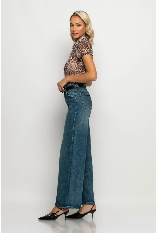 Wide leg jean μπλε σκούρο