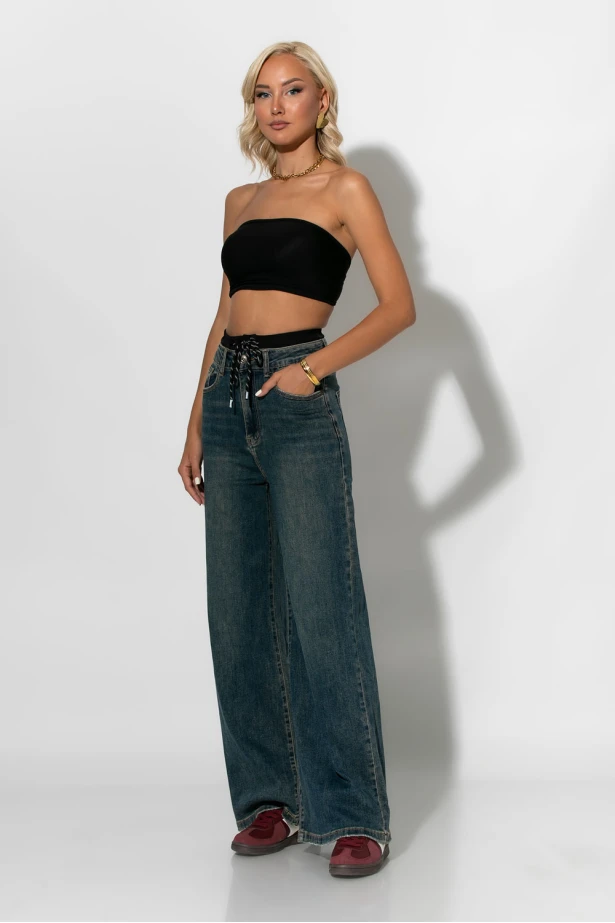 Boxer jean με κορδόνι μπλε σκούρο Boxer jean με κορδόνι μπλε σκούρο