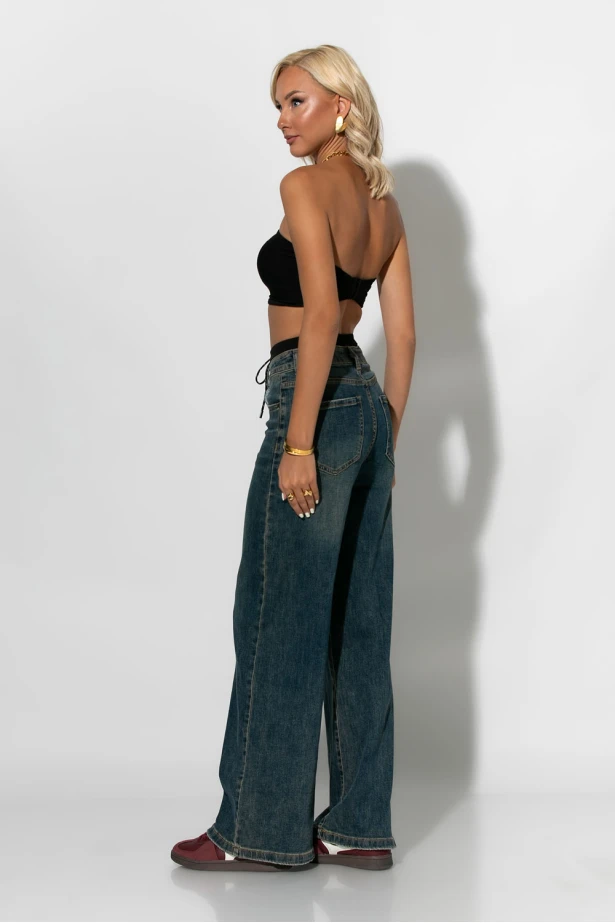 Boxer jean με κορδόνι μπλε σκούρο Boxer jean με κορδόνι μπλε σκούρο