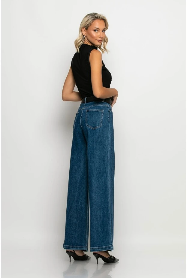 Jean wide leg μπλε σκούρο