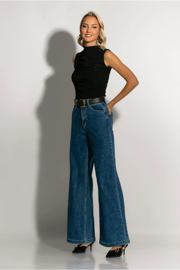 Jean wide leg μπλε σκούρο Jean wide leg μπλε σκούρο