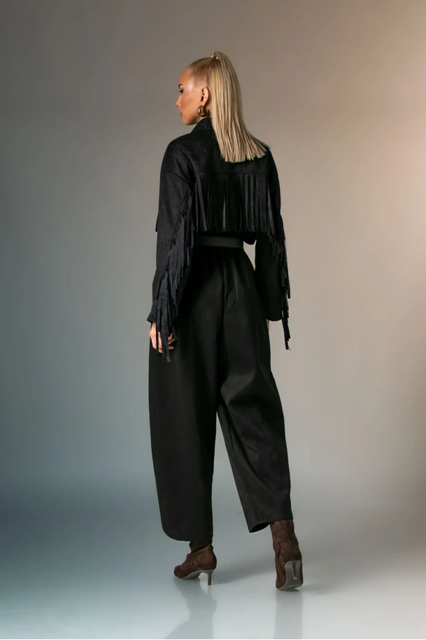 Σουέντ baggy παντελόνι μαύρο Σουέντ baggy παντελόνι μαύρο