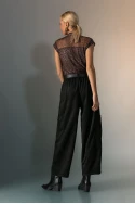 Σουέντ baggy παντελόνι με ζώνη μαύρο Σουέντ baggy παντελόνι με ζώνη μαύρο