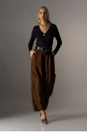 Σουέντ baggy παντελόνι με ζώνη καφέ