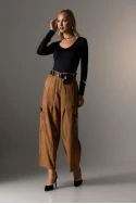 Σουέντ baggy παντελόνι με ζώνη ταμπά
