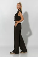 Σετ loose παντελόνα και cropped γιλέκο καφέ Σετ loose παντελόνα και cropped γιλέκο καφέ