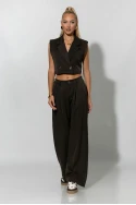 Σετ loose παντελόνα και cropped γιλέκο καφέ Σετ loose παντελόνα και cropped γιλέκο καφέ