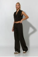 Σετ loose παντελόνα και cropped γιλέκο καφέ Σετ loose παντελόνα και cropped γιλέκο καφέ
