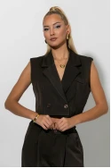 Σετ loose παντελόνα και cropped γιλέκο καφέ Σετ loose παντελόνα και cropped γιλέκο καφέ