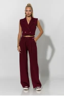 Σετ loose παντελόνα και cropped γιλέκο μπορντό Σετ loose παντελόνα και cropped γιλέκο μπορντό