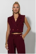 Σετ loose παντελόνα και cropped γιλέκο μπορντό Σετ loose παντελόνα και cropped γιλέκο μπορντό