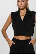 Σετ loose παντελόνα και cropped γιλέκο μαύρο Σετ loose παντελόνα και cropped γιλέκο μαύρο